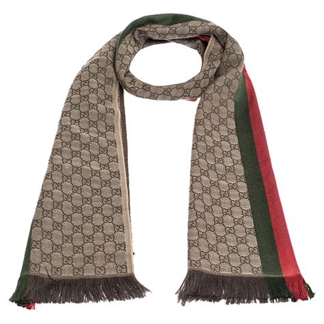 gucci striped wool and silk scarf|gucci wool scarf sale.